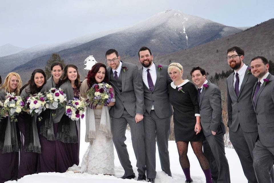 Wedding party in the snow