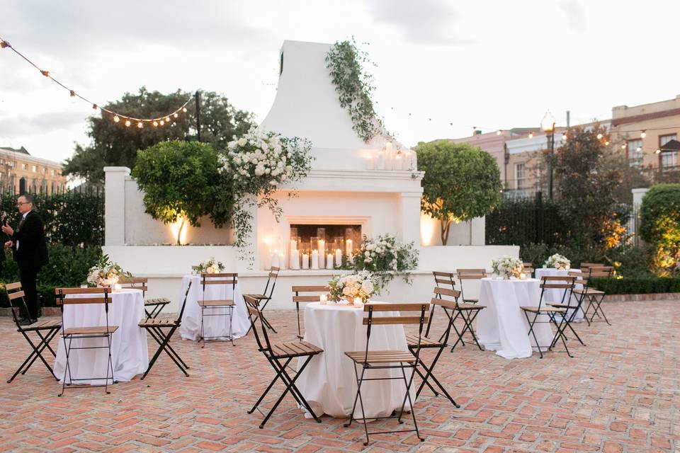 Courtyard fireplace