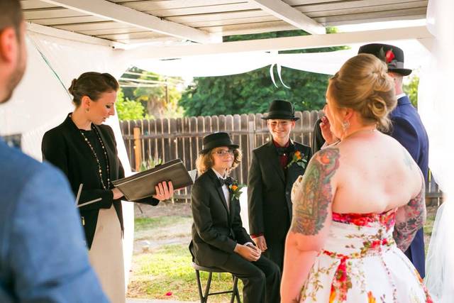 Rev. Krista Messam uniting the couple