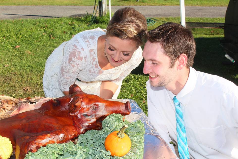 Couple with wedding feast