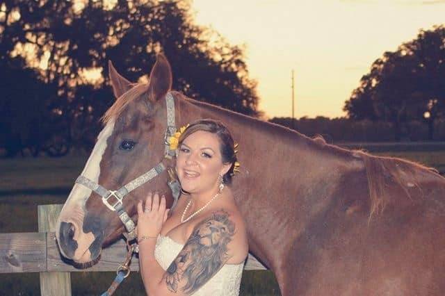 Bride and rescued horse