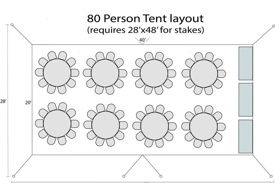80 person tent layout