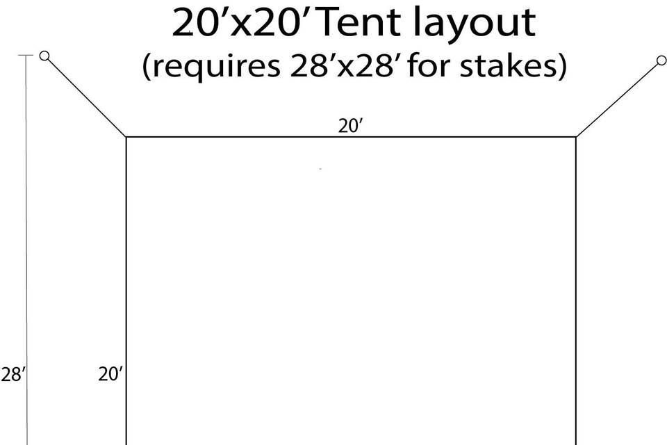 20x20 high peak tent layout