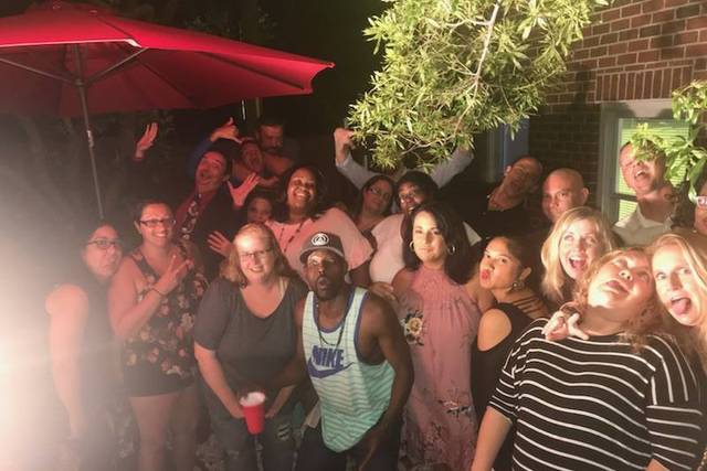 With the crowd
