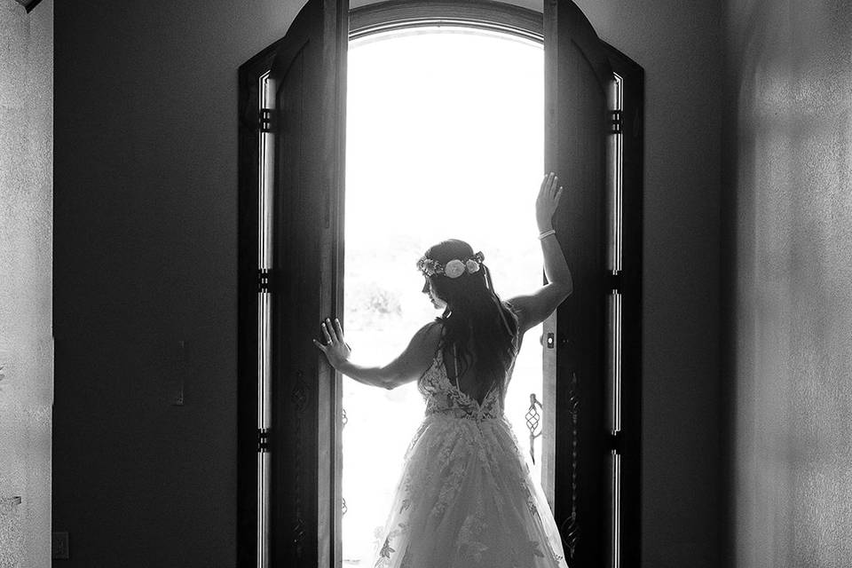 Bridal portrait, front doorway