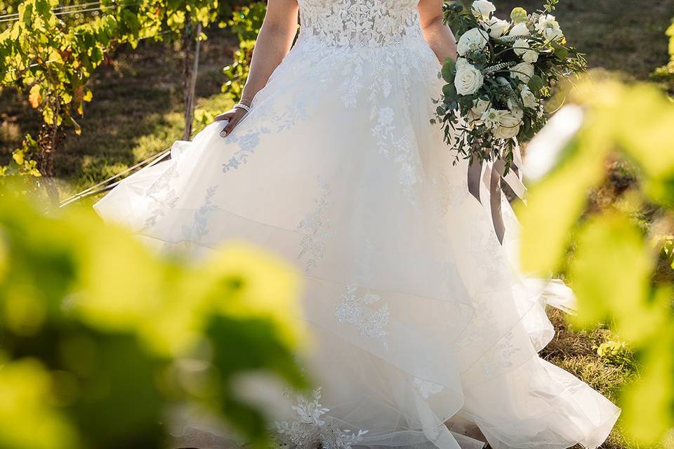 Bridal portrait in vineyard