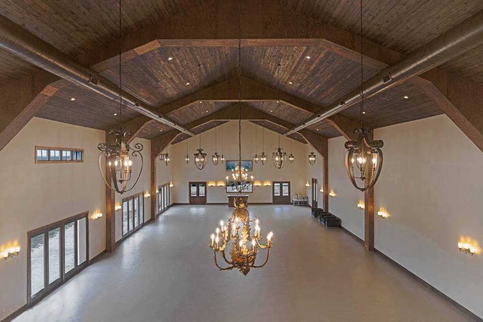 Banquet hall with chandeliers