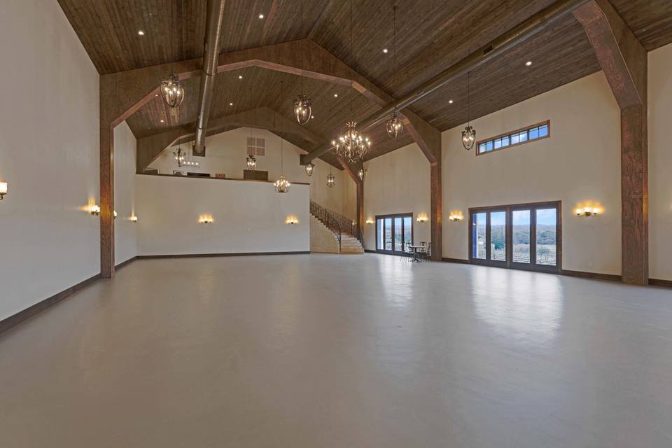 Banquet hall facing staircase