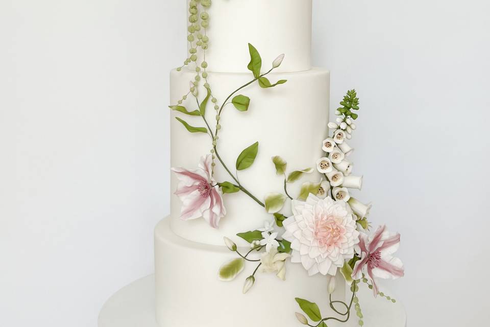 Clean cake with soft florals