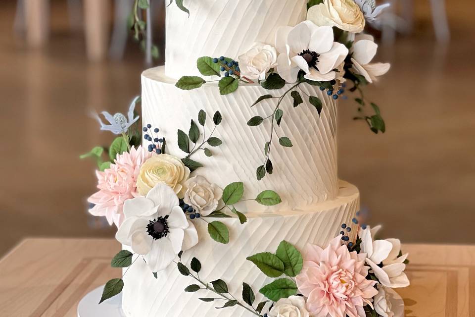 Sugar flowers on buttercream