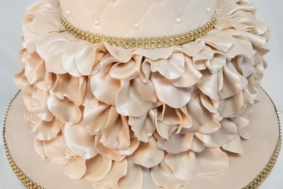 Taupe ruffle cake