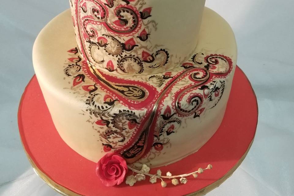 Hand painted henna cake