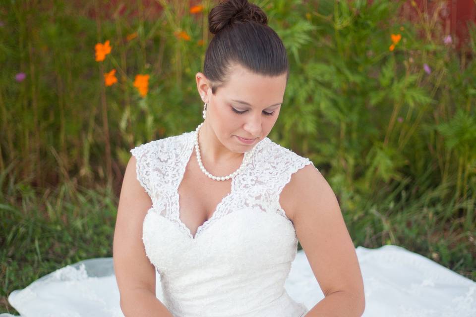 Bride by the field