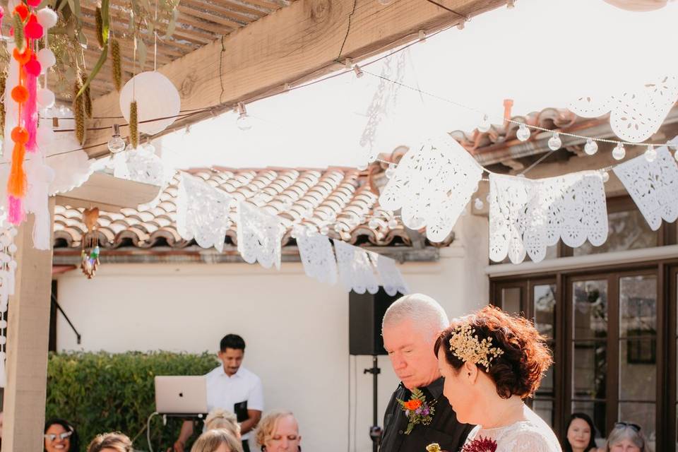 Bride walking down the aisle