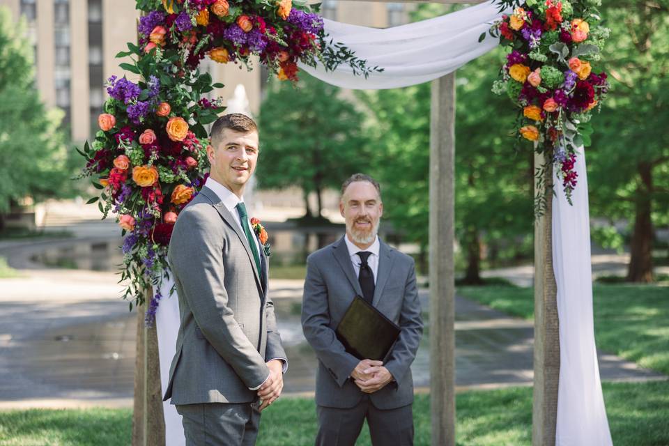 Groomsman and officiant.