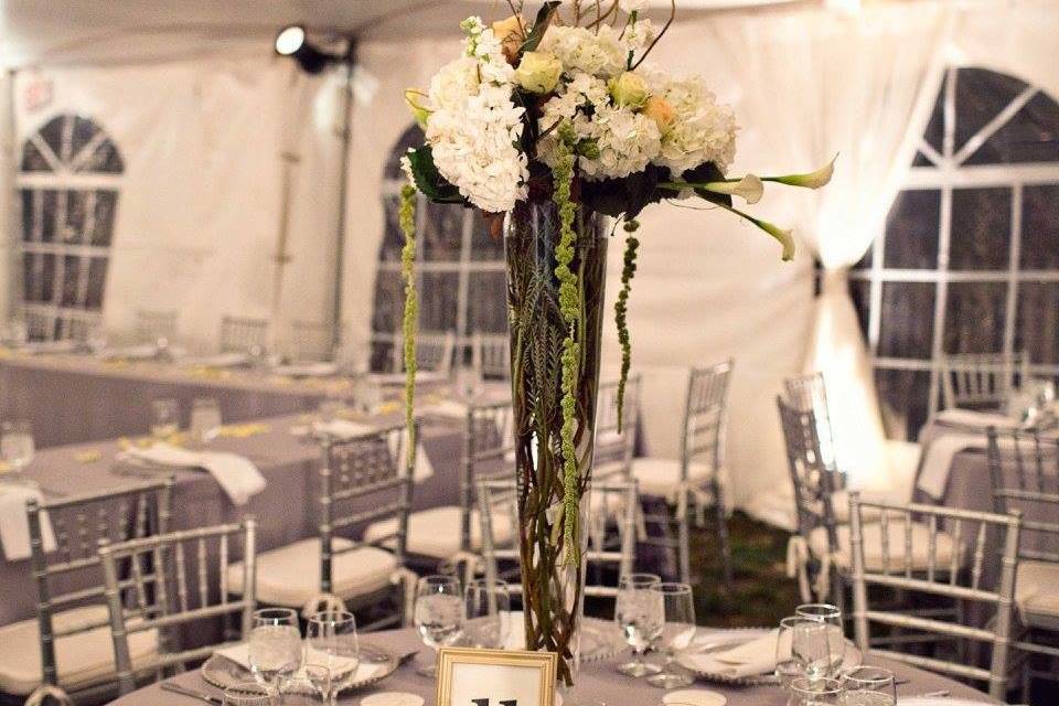 Table setup with centerpiece