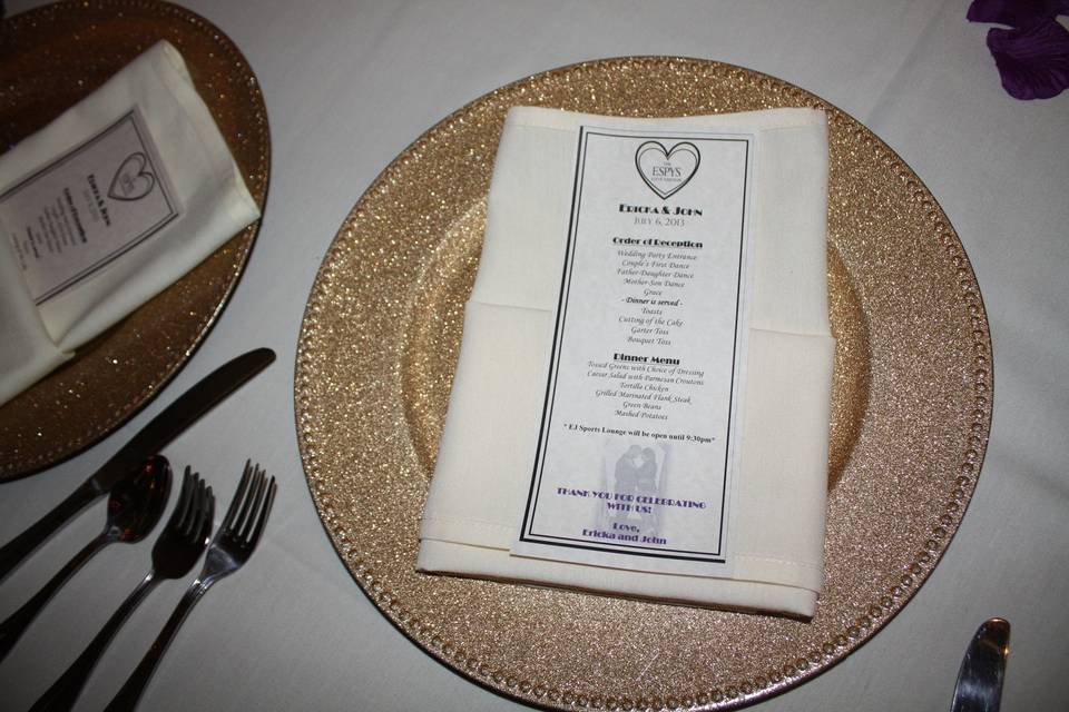 Wedding menu