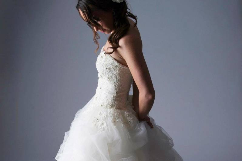 Ruffled wedding gown