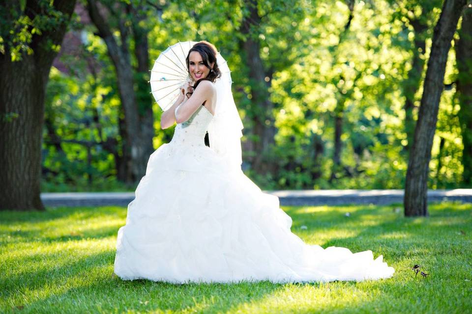 Bride with a parasol