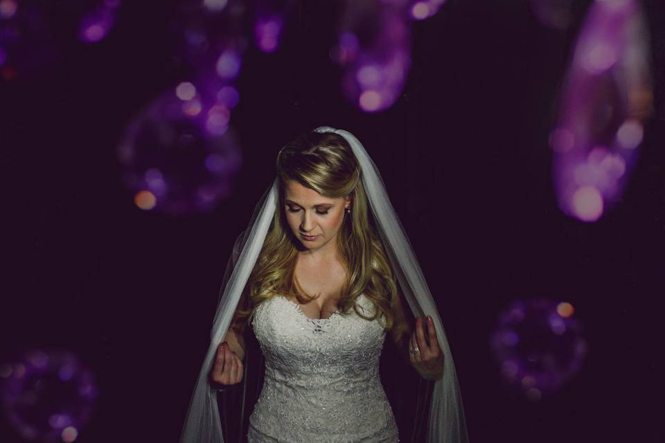 Bride with purple background