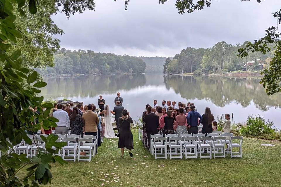 Backyard lakeside wedding