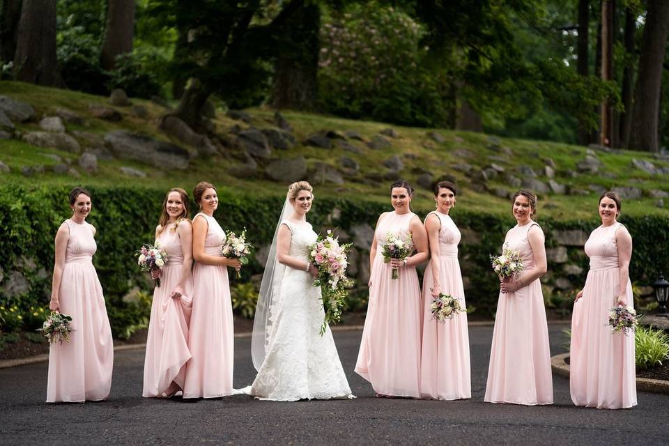 Bride with her bridesmaids