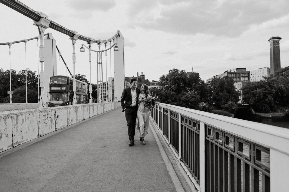 Newlyweds on the bridge