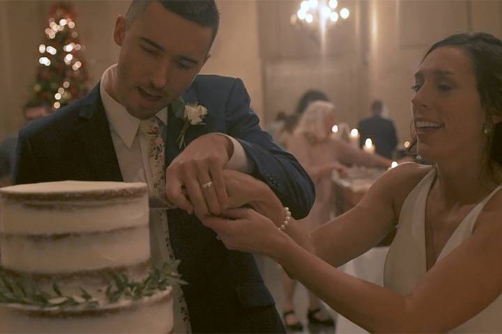 Hunter and Hannah Cutting Cake