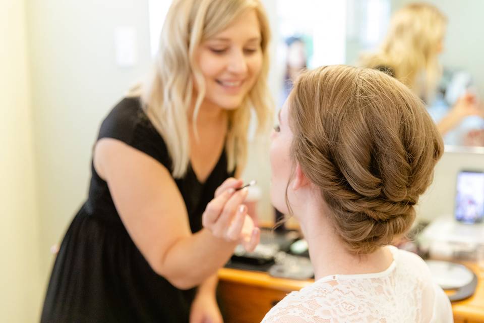 Textured Updo and Lip Applic.