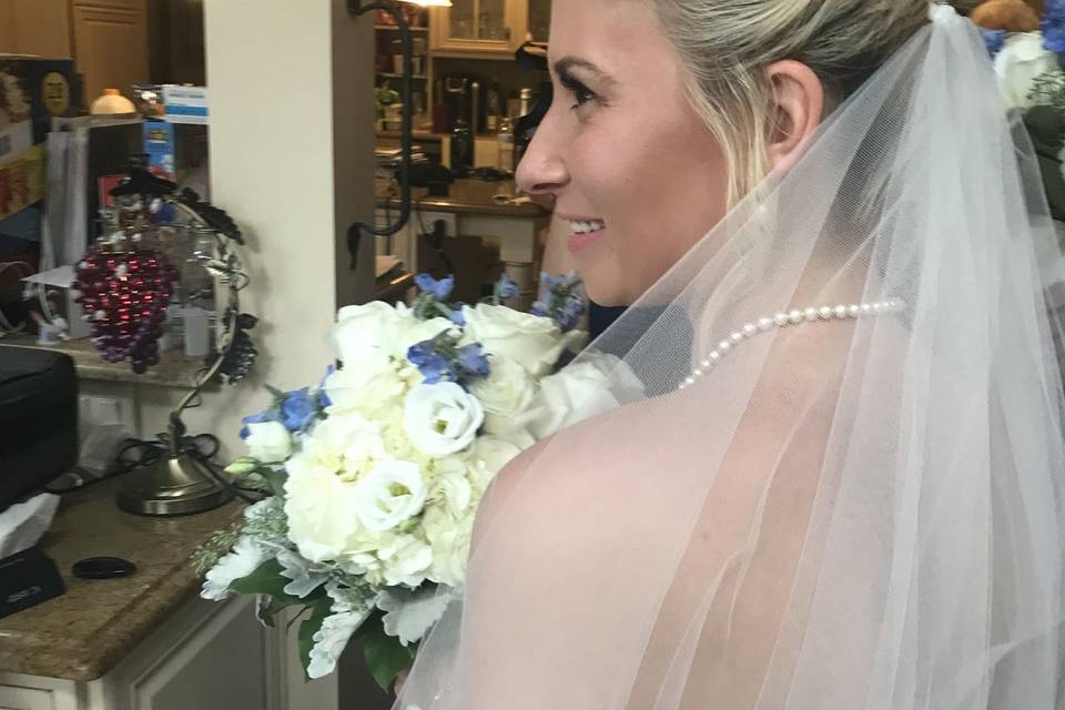 Profile shot of bride in her veil
