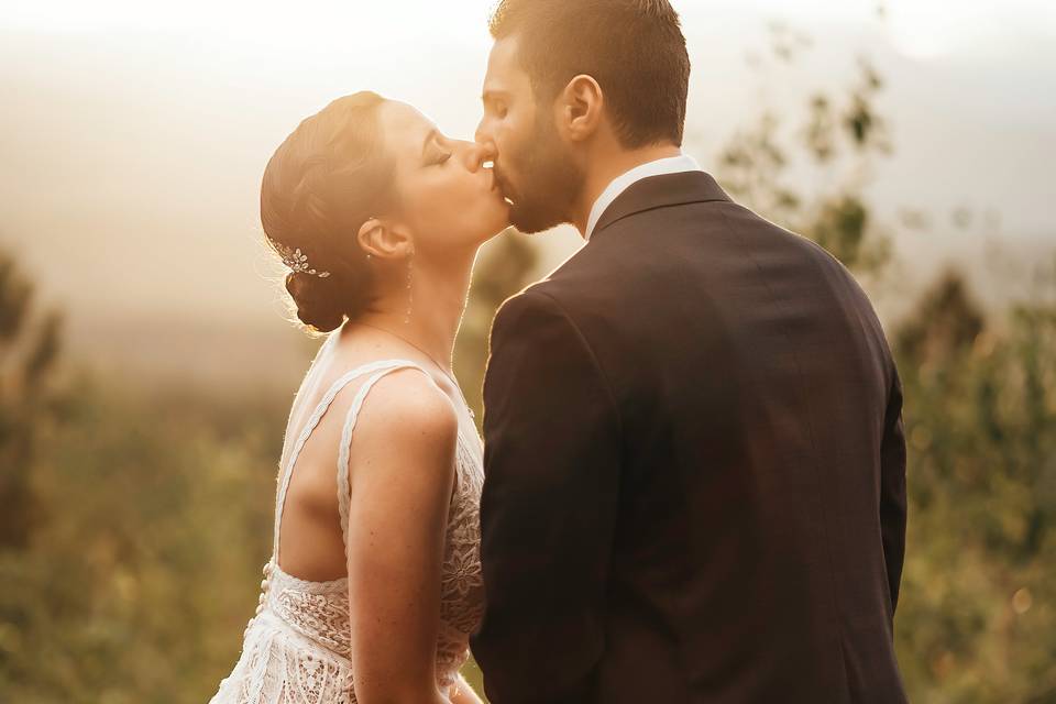 Sunset wedding portrait