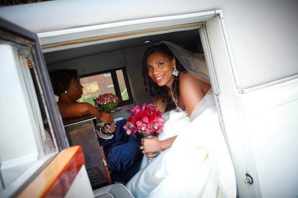 Bride in the car