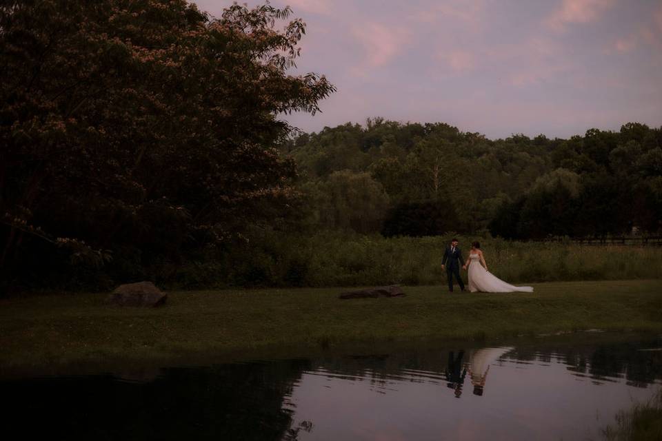 Sunset by the water