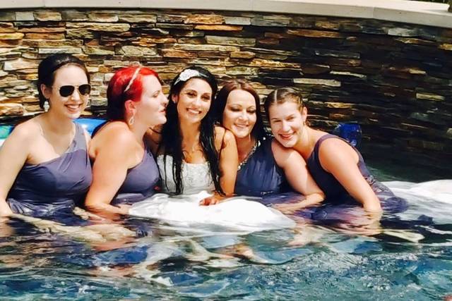 Bride and her bridesmaids