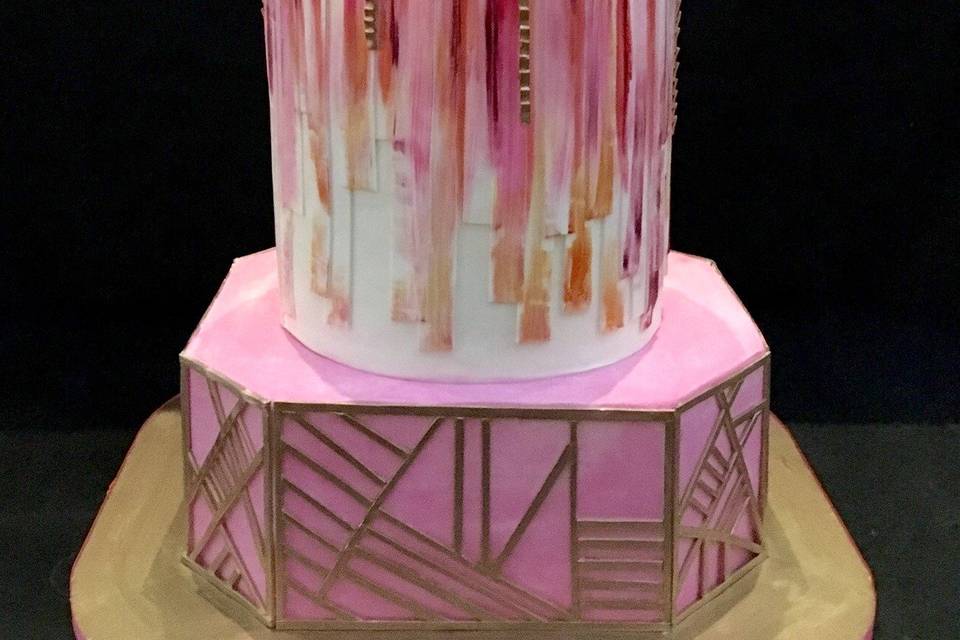 White and pink cake