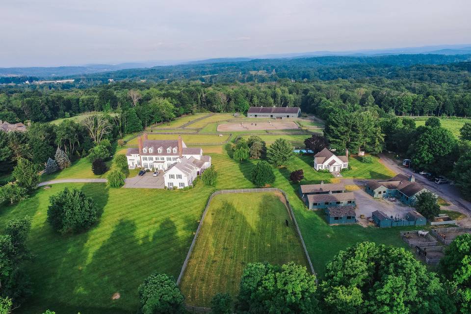 Drone view of property