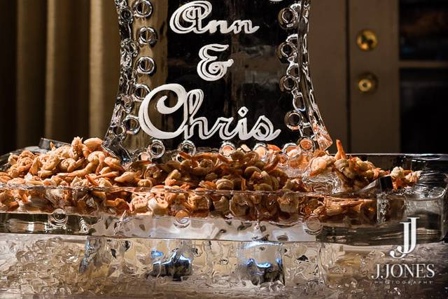 Ice Sculpture and shrimp