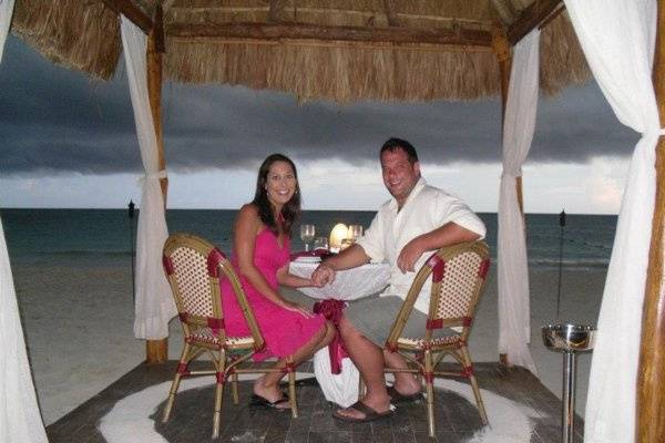 Dinner on the beach at Secrets Maroma Beach in Mexico.