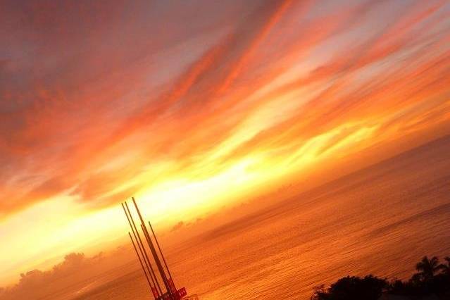 sunset at Jade Mountain in St. Lucia