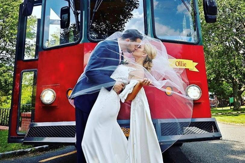 Couple in front of trolley