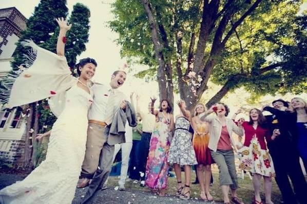 Couple with their guests