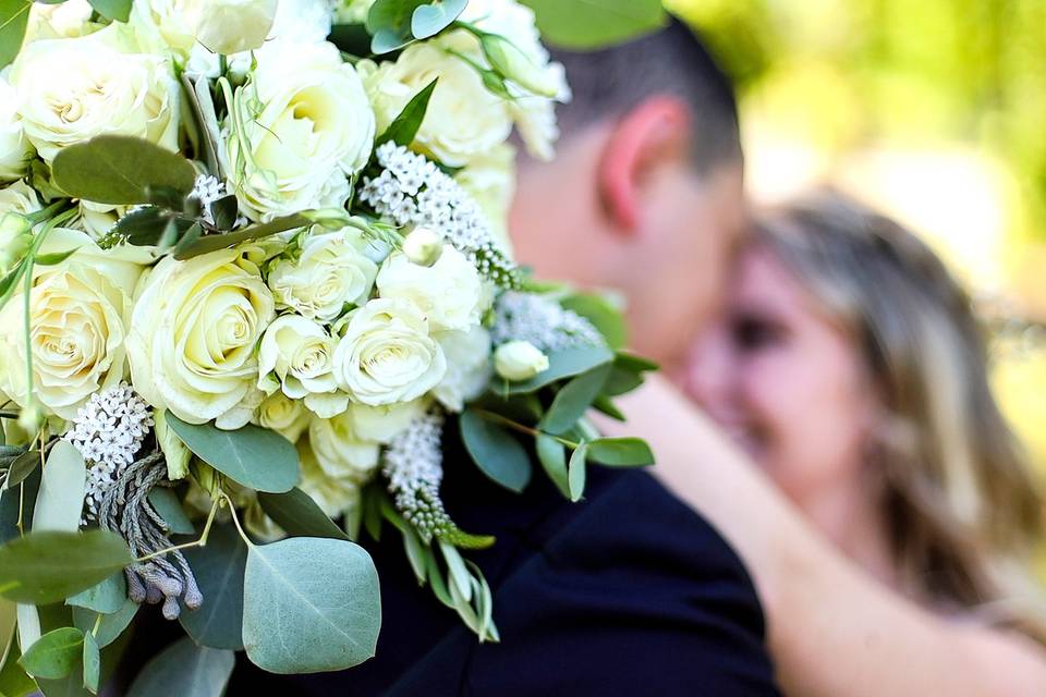 Behind the bouquet