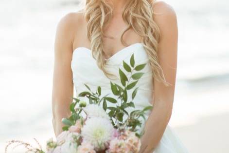 The bride holding her bouquet