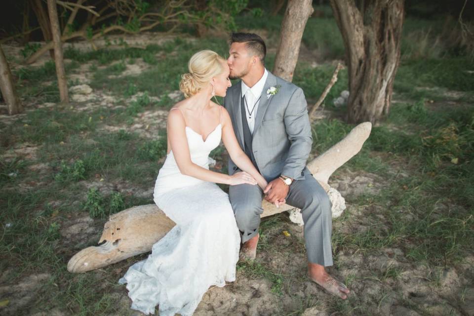 Couple's forehead kiss