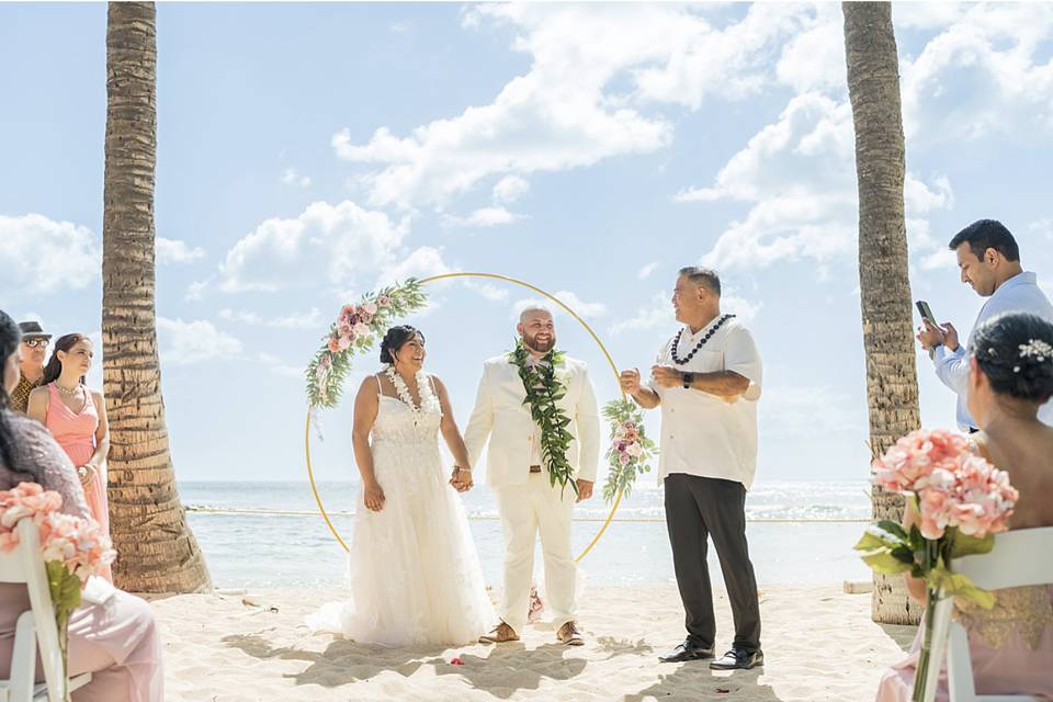 Beach wedding ceremony