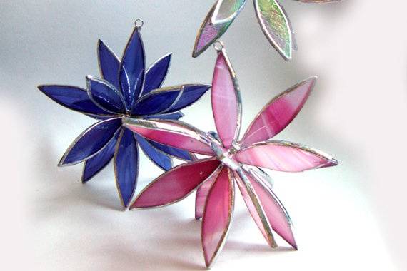 In Full Bloom, 3D hanging stained glass flowers