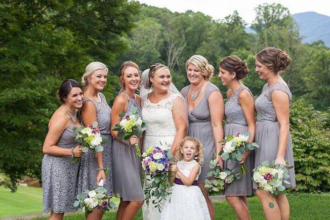 The bride with her bridesmaids