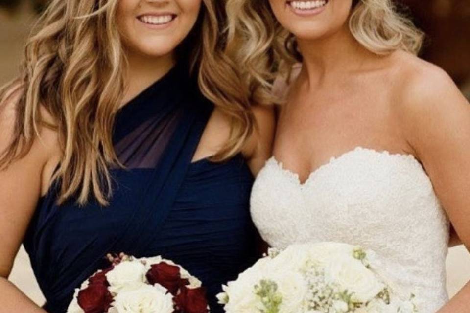 The bride and a bridesmaid