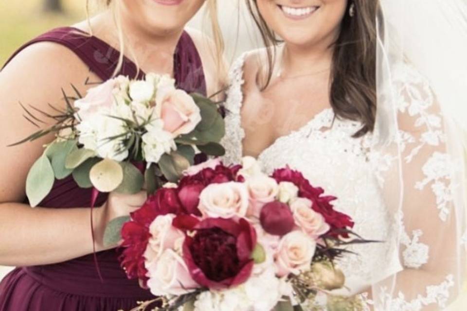 The bride and a bridesmaid