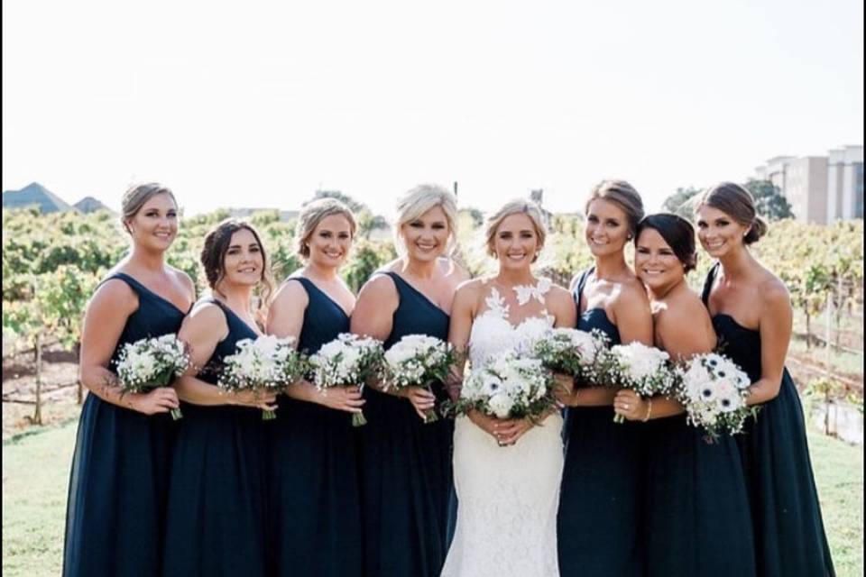 The bride and bridesmaids